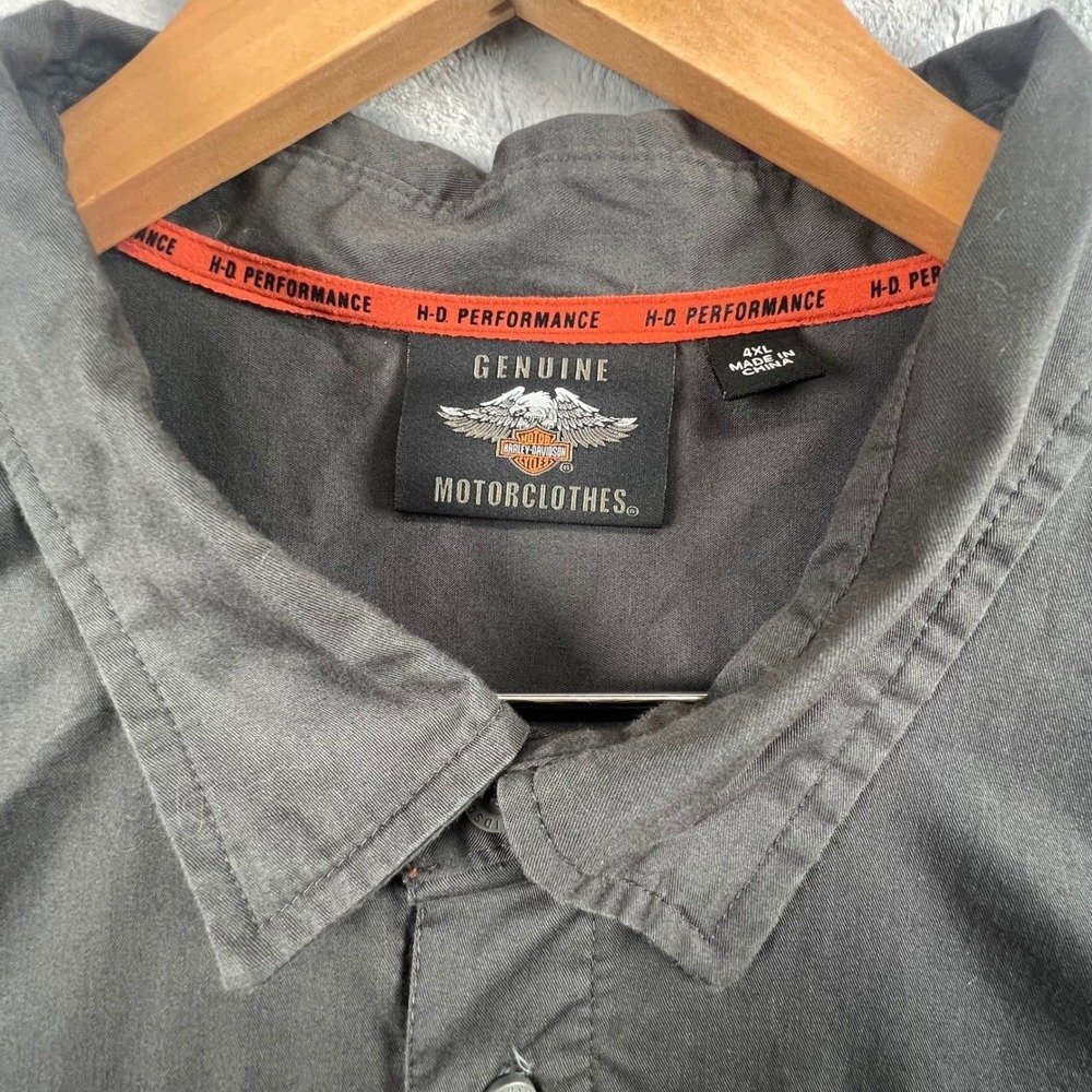 Harley-Davidson Button Up Shirt Mens Stripe 4XL Grey H-D Performance